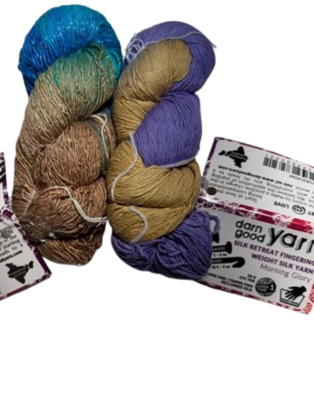 2 Skeins - Darn Good Yarn Lace Weight Silk Yarn #609-2